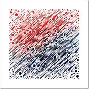 Abstract Art Red and Blue Rain Drop Pattern Posters and Art